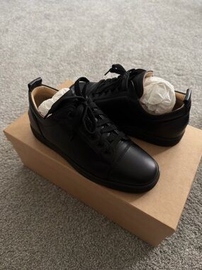 Christian Louboutin Black Low-Top Leather Sneakers